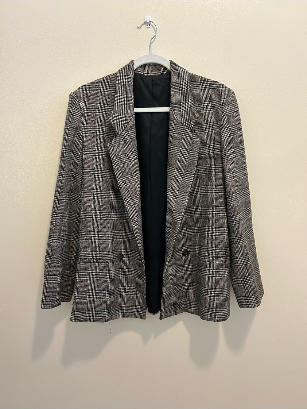 Classic Plaid Blazer Jacket - Gray (Vintage)